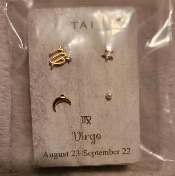 TAI Gold Virgo Zodiac Earring Collection - Picture 1 of 1